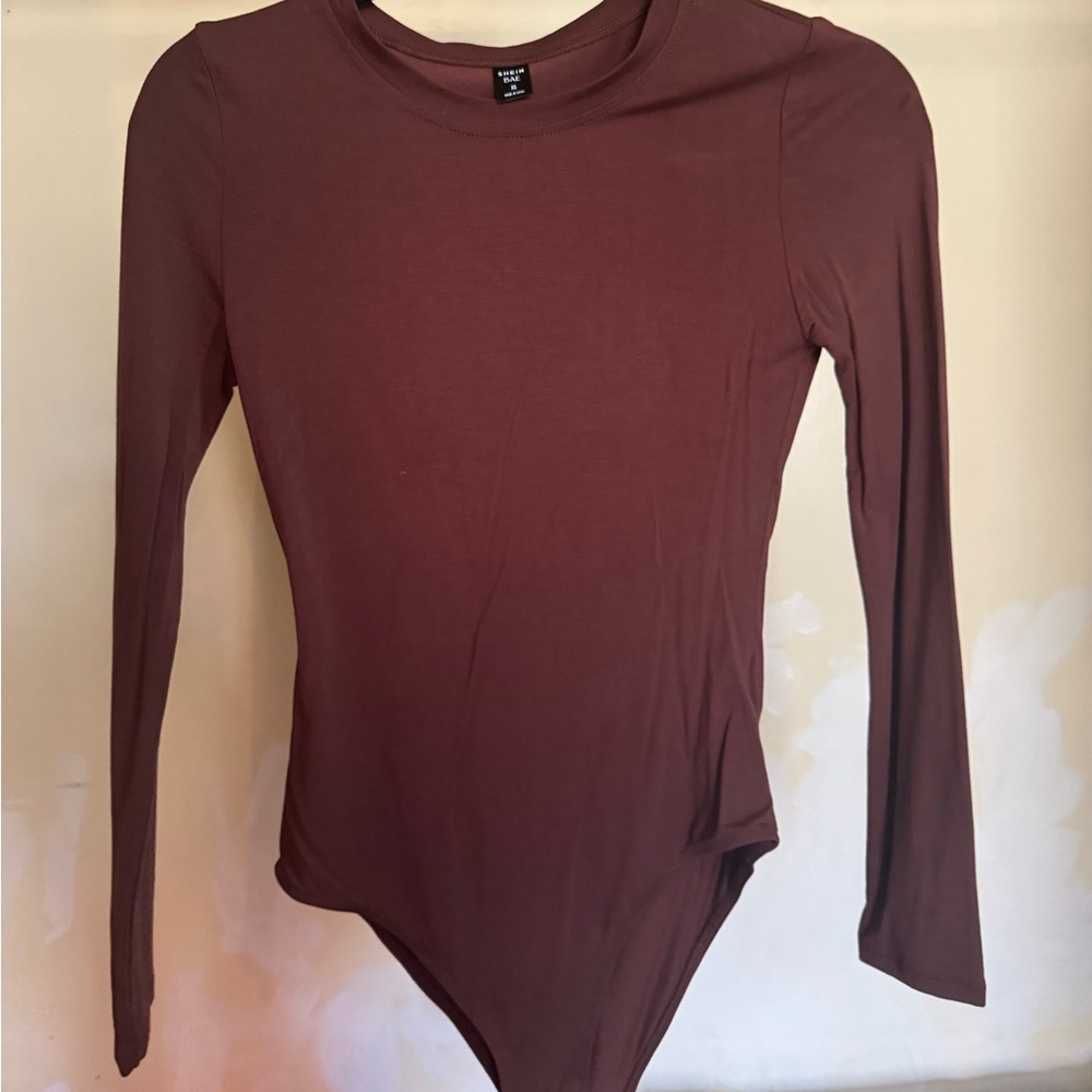 SHEIN Chocolate Long Sleeve Bodysuit